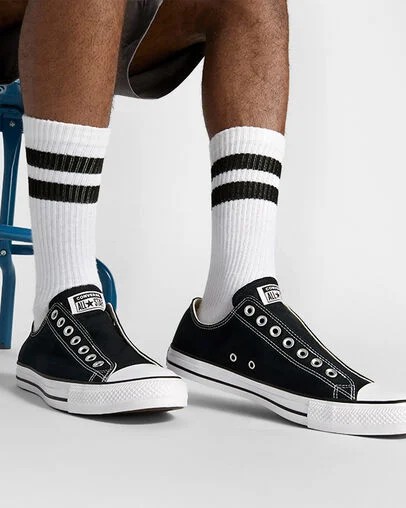 Black / White Converse Chuck Taylor All Star Women Slip On Shoes Singapore | C-48612509