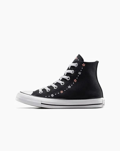 Black / White Converse Chuck Taylor All Star Petite Petals Women Sneakers Singapore | C-47650929