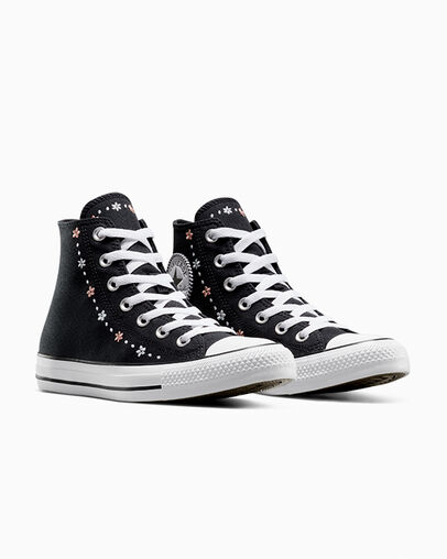 Black / White Converse Chuck Taylor All Star Petite Petals Women Sneakers Singapore | C-47650929