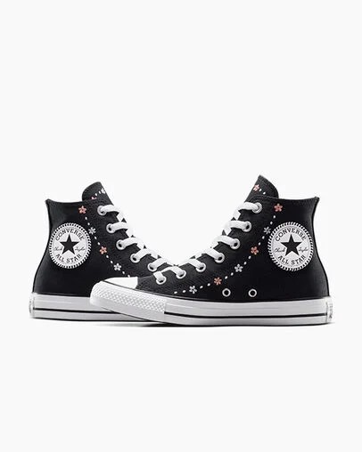 Black / White Converse Chuck Taylor All Star Petite Petals Women Sneakers Singapore | C-47650929