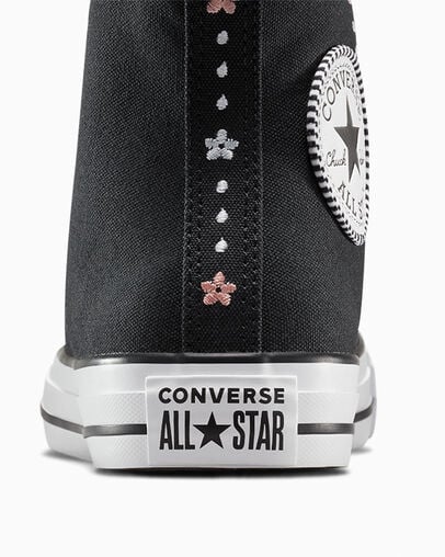 Black / White Converse Chuck Taylor All Star Petite Petals Women Sneakers Singapore | C-47650929