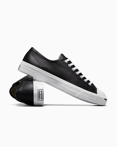 Black / White Converse Jack Purcell Leather Men Tennis Shoes Singapore | C-58934019