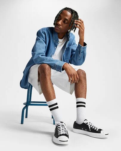 Black / White Converse Jack Purcell Leather Women Tennis Shoes Singapore | C-20856139