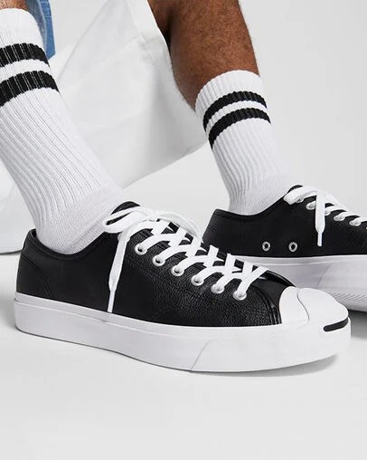 Black / White Converse Jack Purcell Leather Women Tennis Shoes Singapore | C-20856139