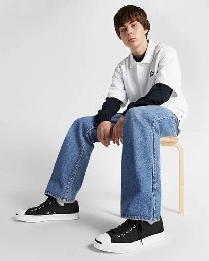 Black / White Converse Jack Purcell Men Canvas Shoes Singapore | C-29078469