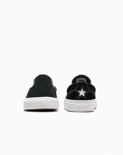 Black / White Converse One Star CC Pro Suede Slip Men Skate Shoes Singapore | C-09734829