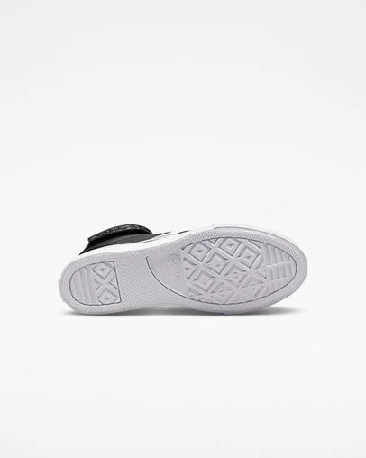 Black / White Converse Pro Blaze Strap Leather Kids' Sneakers Singapore | C-24870969