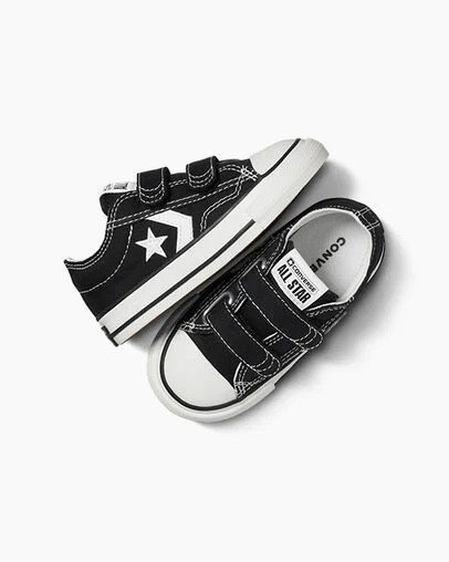 Black / White Converse Star Player 76 Easy-On Kids' Canvas Shoes Singapore | C-23167809
