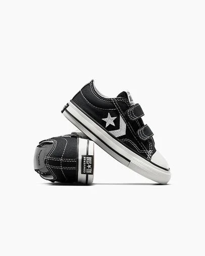 Black / White Converse Star Player 76 Easy-On Kids' Canvas Shoes Singapore | C-23167809