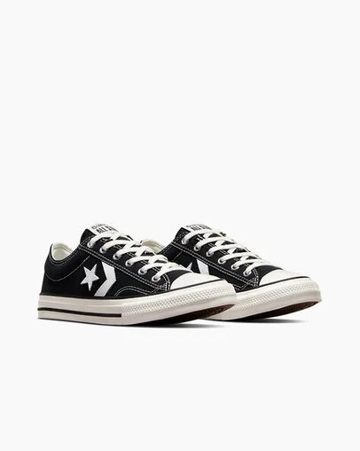 Black / White Converse Star Player 76 Foundational Kids' Canvas Shoes Singapore | C-78421369