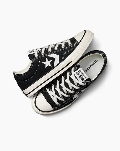 Black / White Converse Star Player 76 Foundational Kids' Canvas Shoes Singapore | C-78421369