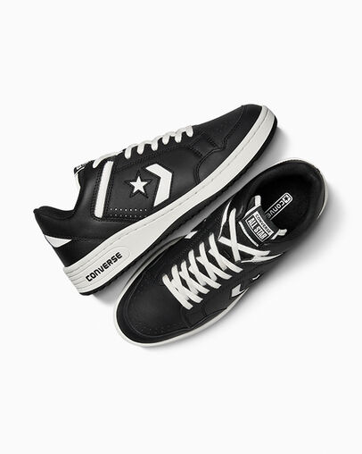 Black / White Converse Weapon Leather Men Basketball Shoes Singapore | C-31047629