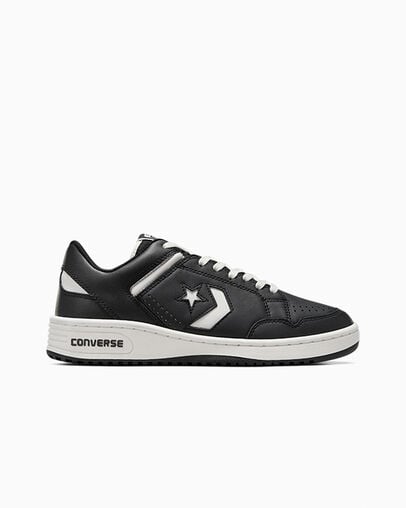 Black / White Converse Weapon Leather Men Basketball Shoes Singapore | C-31047629