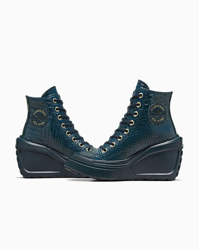 Blue / Gold Converse Chuck 70 De Luxe Wedge Women Platform Shoes Singapore | C-97530249