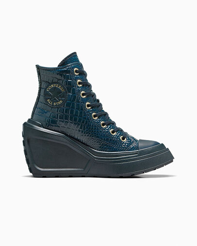 Blue / Gold Converse Chuck 70 De Luxe Wedge Women Platform Shoes Singapore | C-97530249