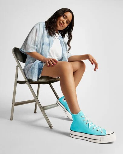 Blue / White / Black Converse Chuck Taylor All Star Lift Platform Women Canvas Shoes Singapore | C-57360219