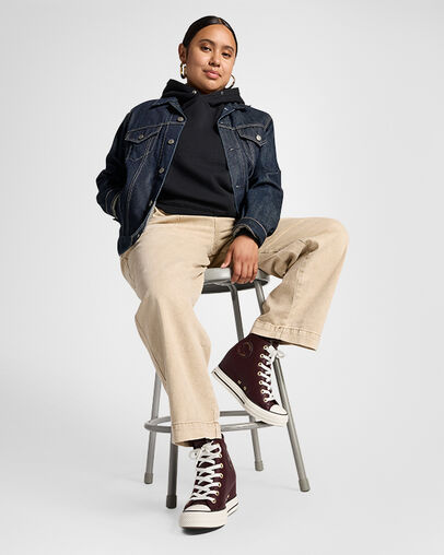 Burgundy / Black Converse Chuck Taylor All Star Classic Wedge Leather Women Sneakers Singapore | C-51462879