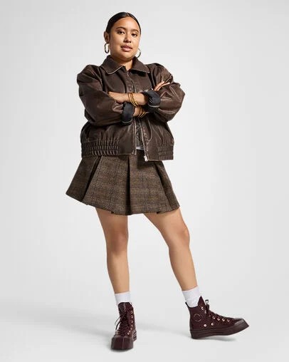 Burgundy / Gold / Black Converse Chuck 70 De Luxe Squared Leather Women Sneakers Singapore | C-53170849