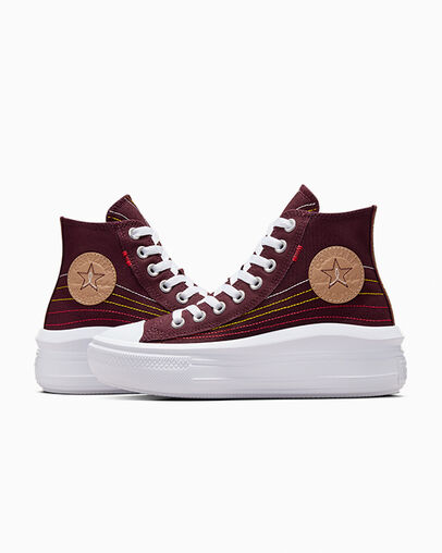 Burgundy / Red / Yellow Converse Chuck Taylor All Star Move Women Platform Shoes Singapore | C-26489079