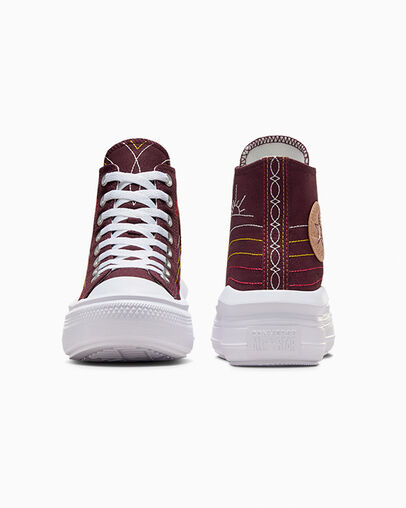 Burgundy / Red / Yellow Converse Chuck Taylor All Star Move Women Platform Shoes Singapore | C-26489079