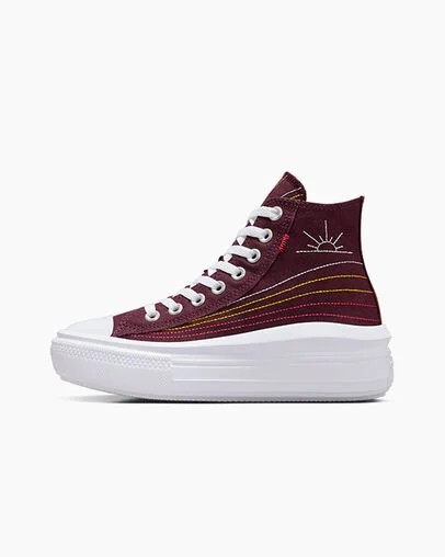 Burgundy / Red / Yellow Converse Chuck Taylor All Star Move Women Platform Shoes Singapore | C-42613089