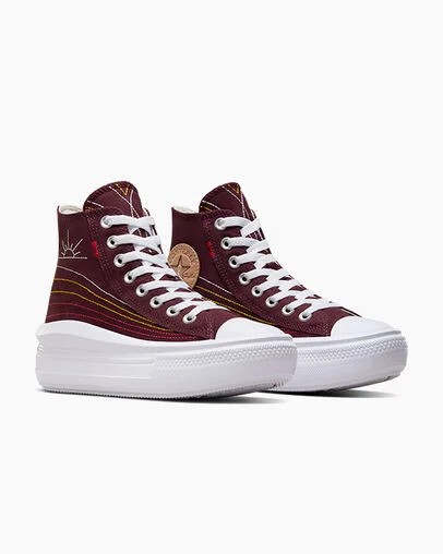Burgundy / Red / Yellow Converse Chuck Taylor All Star Move Women Platform Shoes Singapore | C-42613089