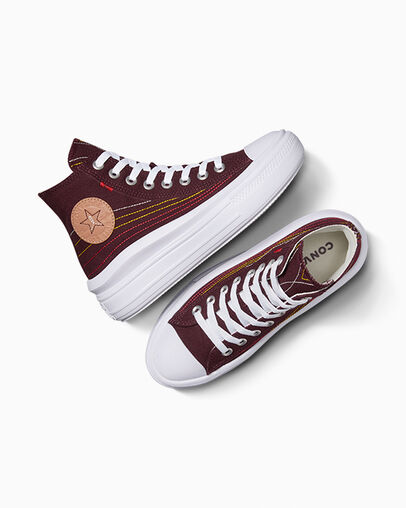 Burgundy / Red / Yellow Converse Chuck Taylor All Star Move Women Platform Shoes Singapore | C-42613089
