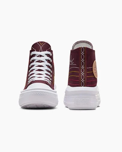 Burgundy / Red / Yellow Converse Chuck Taylor All Star Move Women Platform Shoes Singapore | C-42613089