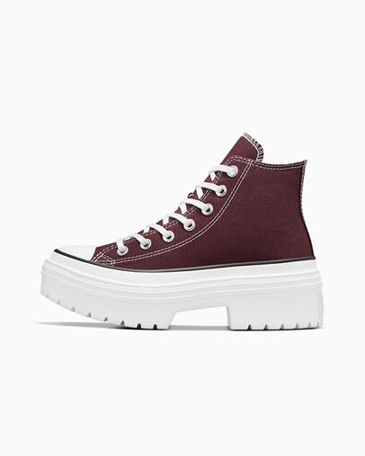 Burgundy / White / Black Converse Chuck Taylor All Star Lugged Heel Platform Women Boots Singapore | C-40356179