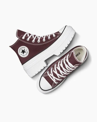 Burgundy / White / Black Converse Chuck Taylor All Star Lugged Heel Platform Women Boots Singapore | C-40356179