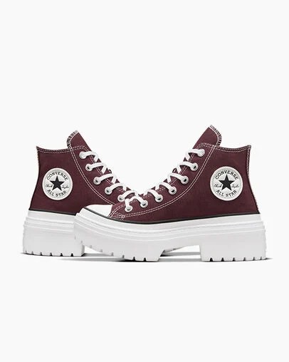 Burgundy / White / Black Converse Chuck Taylor All Star Lugged Heel Platform Women Boots Singapore | C-40356179