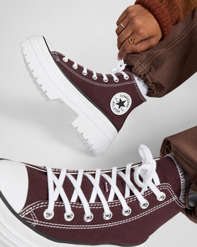 Burgundy / White / Black Converse Chuck Taylor All Star Lugged Heel Platform Women Boots Singapore | C-40356179