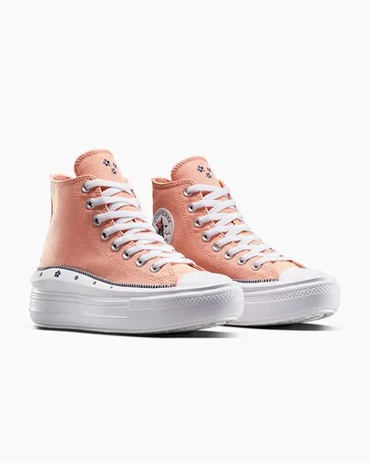 Coral / White Converse Chuck Taylor All Star Move Women Platform Shoes Singapore | C-86143059