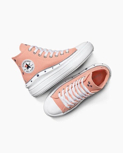 Coral / White Converse Chuck Taylor All Star Move Women Platform Shoes Singapore | C-86143059