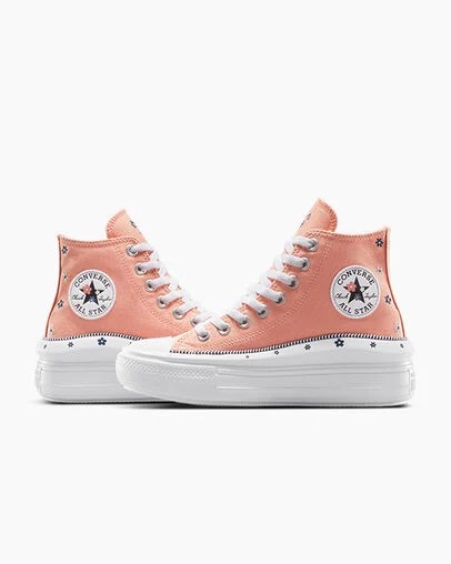 Coral / White Converse Chuck Taylor All Star Move Women Platform Shoes Singapore | C-86143059