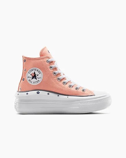 Coral / White Converse Chuck Taylor All Star Move Women Platform Shoes Singapore | C-86143059