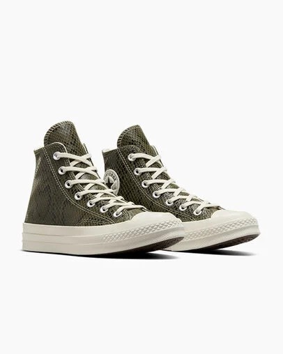 Dark Green Converse Chuck 70 Snakeskin Print Women Sneakers Singapore | C-17935069