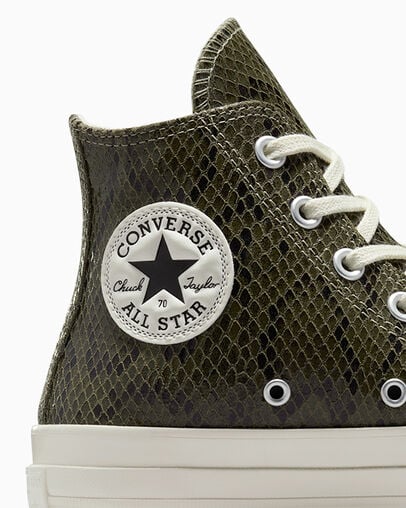 Dark Green Converse Chuck 70 Snakeskin Print Women Sneakers Singapore | C-17935069