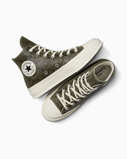 Dark Green Converse Chuck 70 Snakeskin Print Women Sneakers Singapore | C-17495609