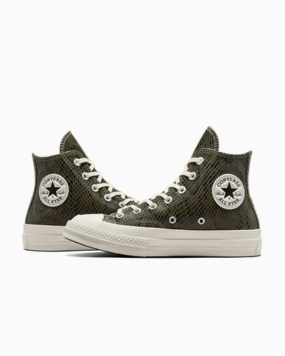 Dark Green Converse Chuck 70 Snakeskin Print Women Sneakers Singapore | C-17495609