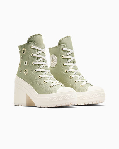 Dark Green / Gold Converse Chuck 70 De Luxe Heel Women Platform Shoes Singapore | C-27431609