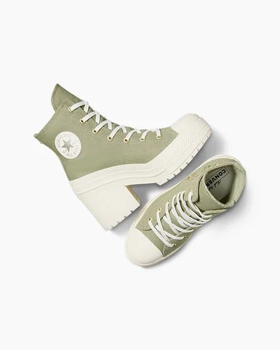 Dark Green / Gold Converse Chuck 70 De Luxe Heel Women Platform Shoes Singapore | C-27431609
