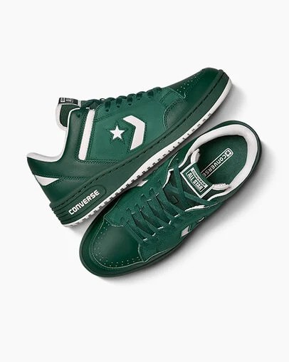 Green Converse Weapon Leather Women Basketball Shoes Singapore | C-01659479