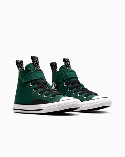 Green / Black / White Converse Chuck Taylor All Star Sporty Easy-On Kids' Sneakers Singapore | C-17930529