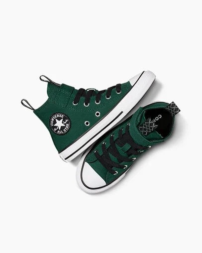 Green / Black / White Converse Chuck Taylor All Star Sporty Easy-On Kids' Sneakers Singapore | C-17930529