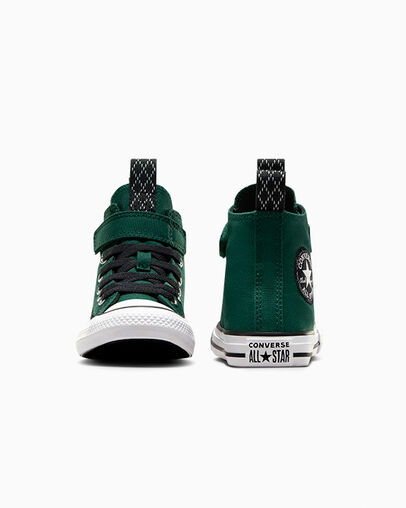 Green / Black / White Converse Chuck Taylor All Star Sporty Easy-On Kids' Sneakers Singapore | C-17930529