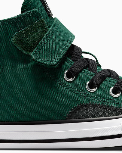 Green / Black / White Converse Chuck Taylor All Star Sporty Easy-On Kids' Sneakers Singapore | C-17930529
