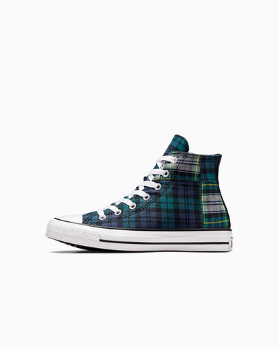 Green / Navy / White Converse Chuck Taylor All Star Plaid Kids' Sneakers Singapore | C-60532919
