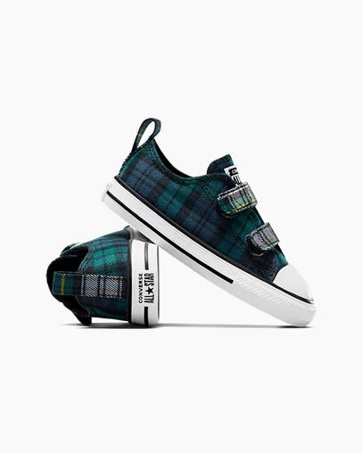 Green / Navy / White Converse Chuck Taylor All Star Plaid Kids' Sneakers Singapore | C-05792819