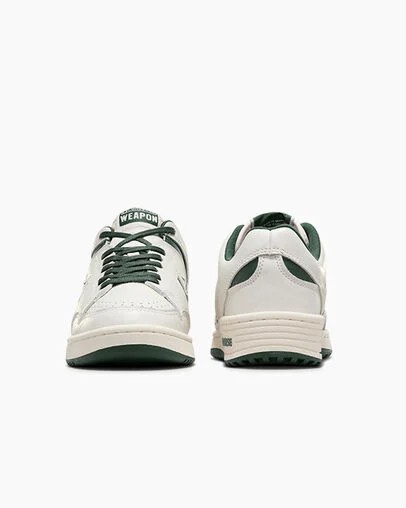 Green / White Converse Weapon Leather Men Basketball Shoes Singapore | C-12947659